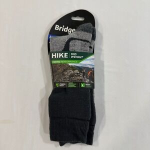Bridgedale Hike Midweight Merino Performance Boot Socks‎ Mens Large Grey Black